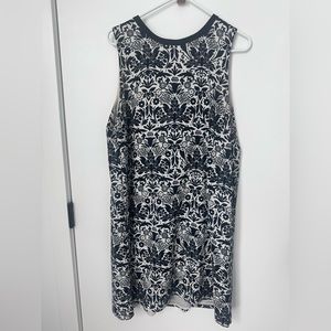 Loft Navy & White Floral Shift Dress